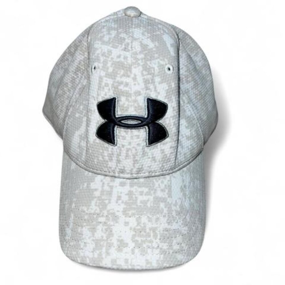 Under Armour White and Gray Print Baseball Cap